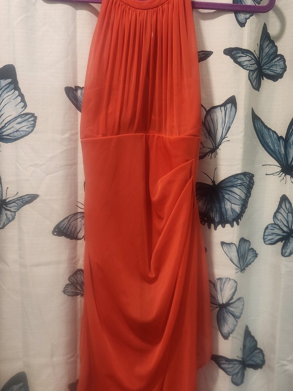 David's Bridal Red Halter Prom Dress